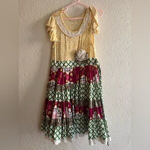 Colorful Patchwork Dress with Lace Details